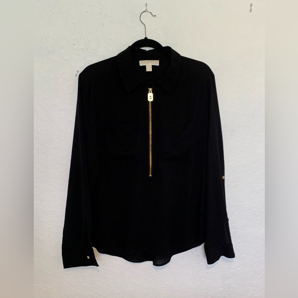Michael Kors Black and Gold Long Sleeve Button Down Shirt